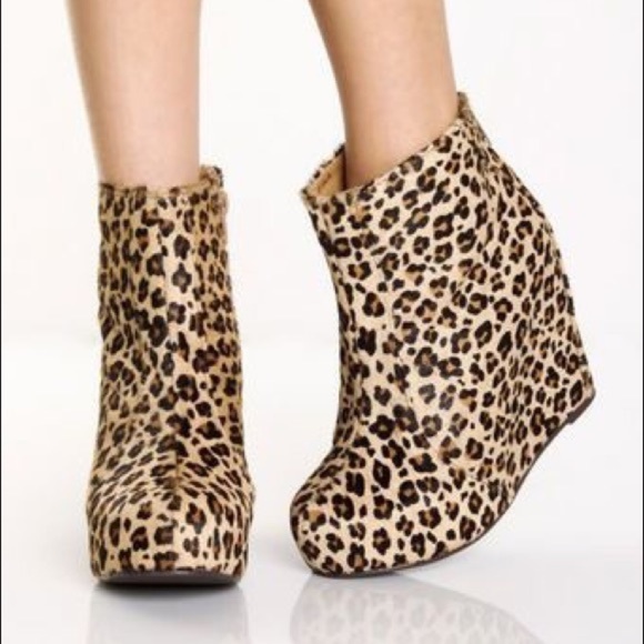Jeffrey Campbell Other - Jeffrey Campbell Leopard Pixie Fur Wedge Booties